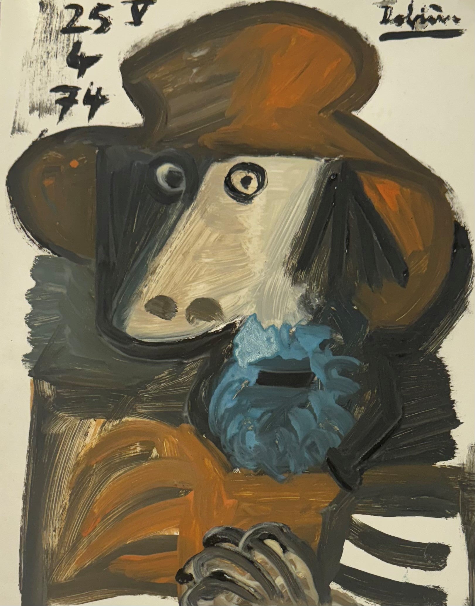 Heritage - Dog with Blue by Raymond Debieve (10.5 x 8.25)