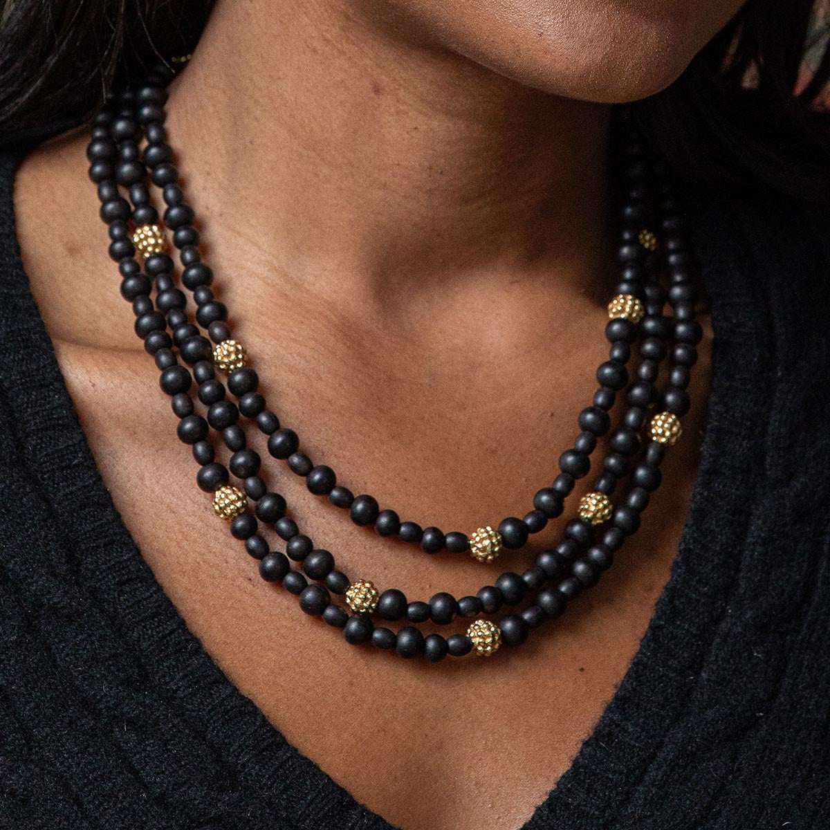 Ebony Berry 3-Strand Necklace