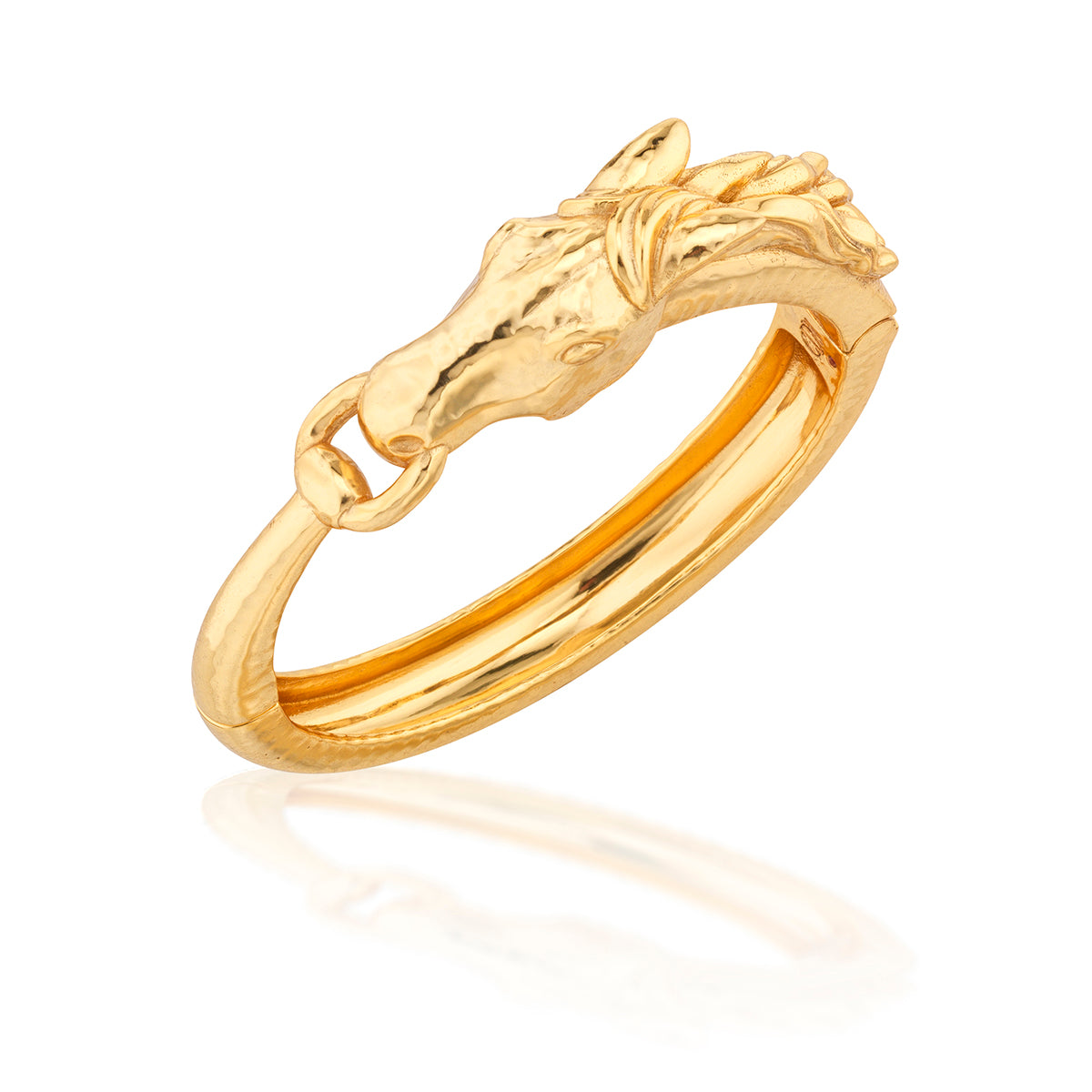 Gold Equestrian Horsehead Hinged Bangle