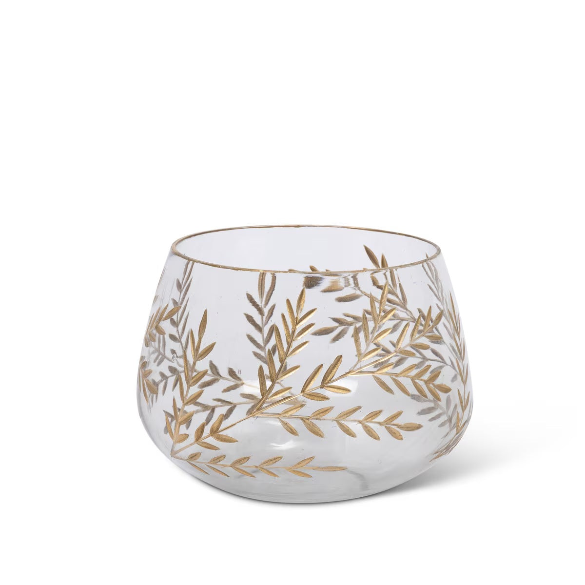 6.25" Etched Gold Glass Candle Holder