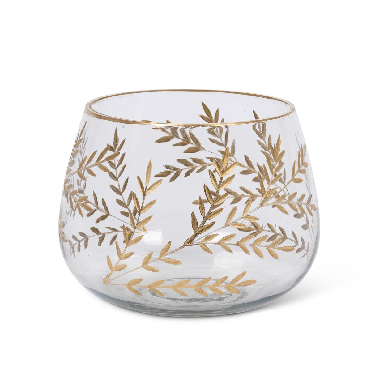7.85" Etched Gold Glass Candle Holder