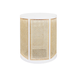 Cane & White Lacquer Side Table