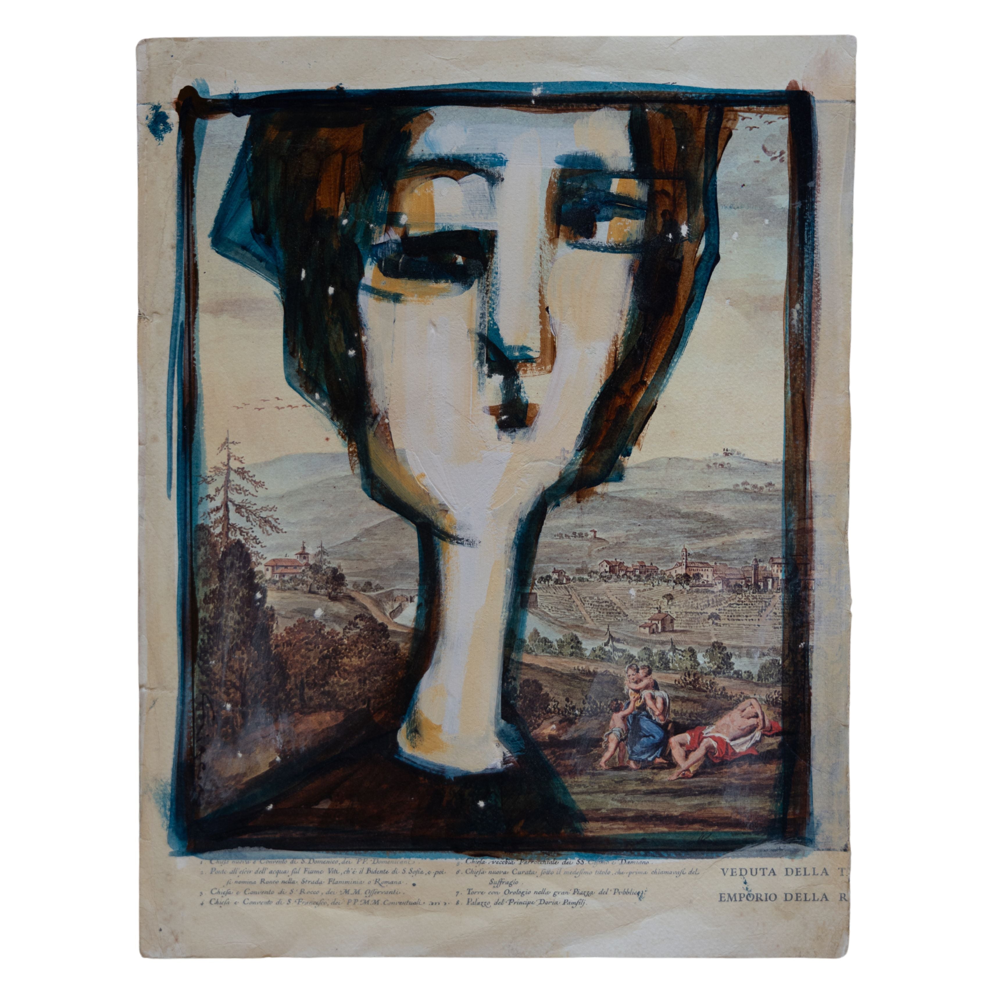 Heritage - Blue/Brown Portrait on Book Page (13 x 10)
