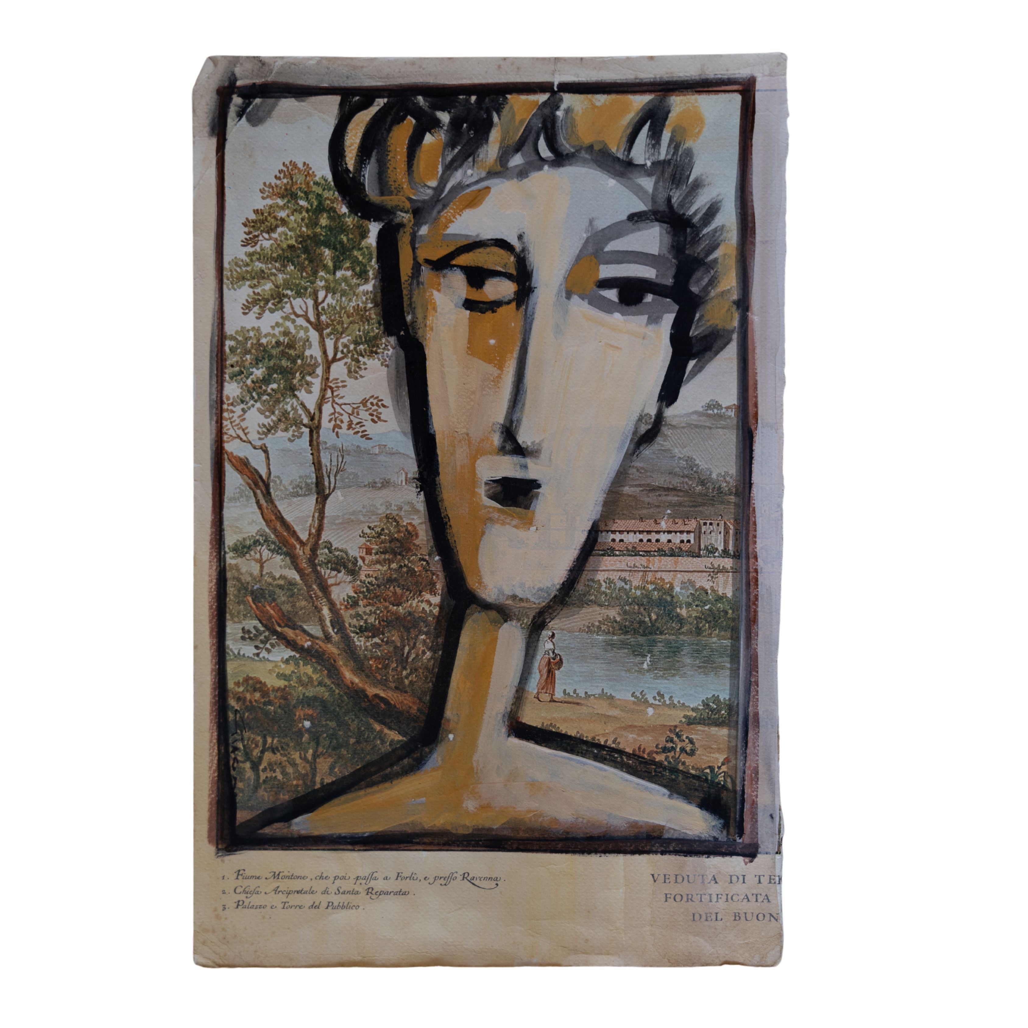 Heritage - Black/Ochre Portrait on Book Page (15.5 x 10.5)