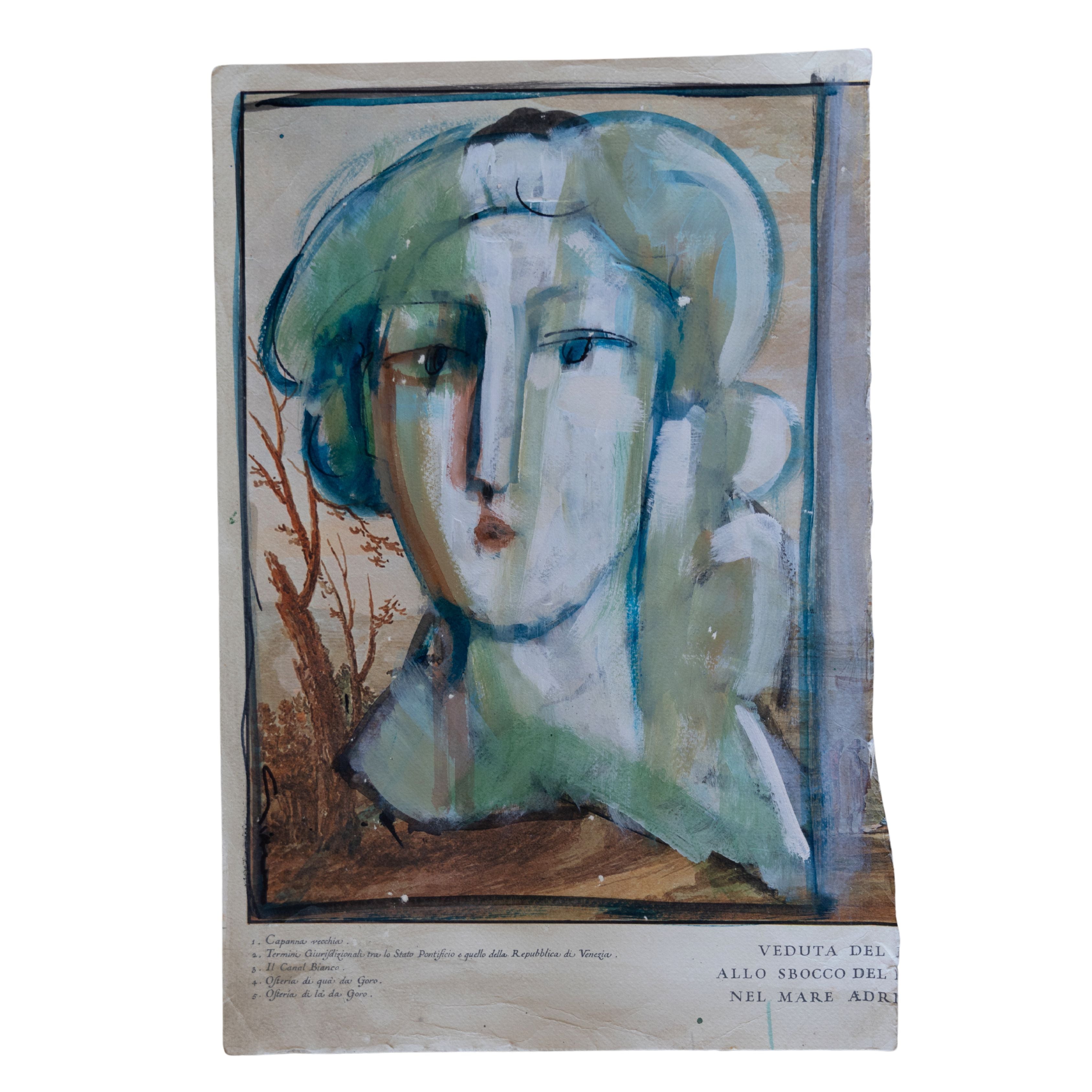 Heritage - Green/Blue Portrait on Book Page (15 x 10.5)