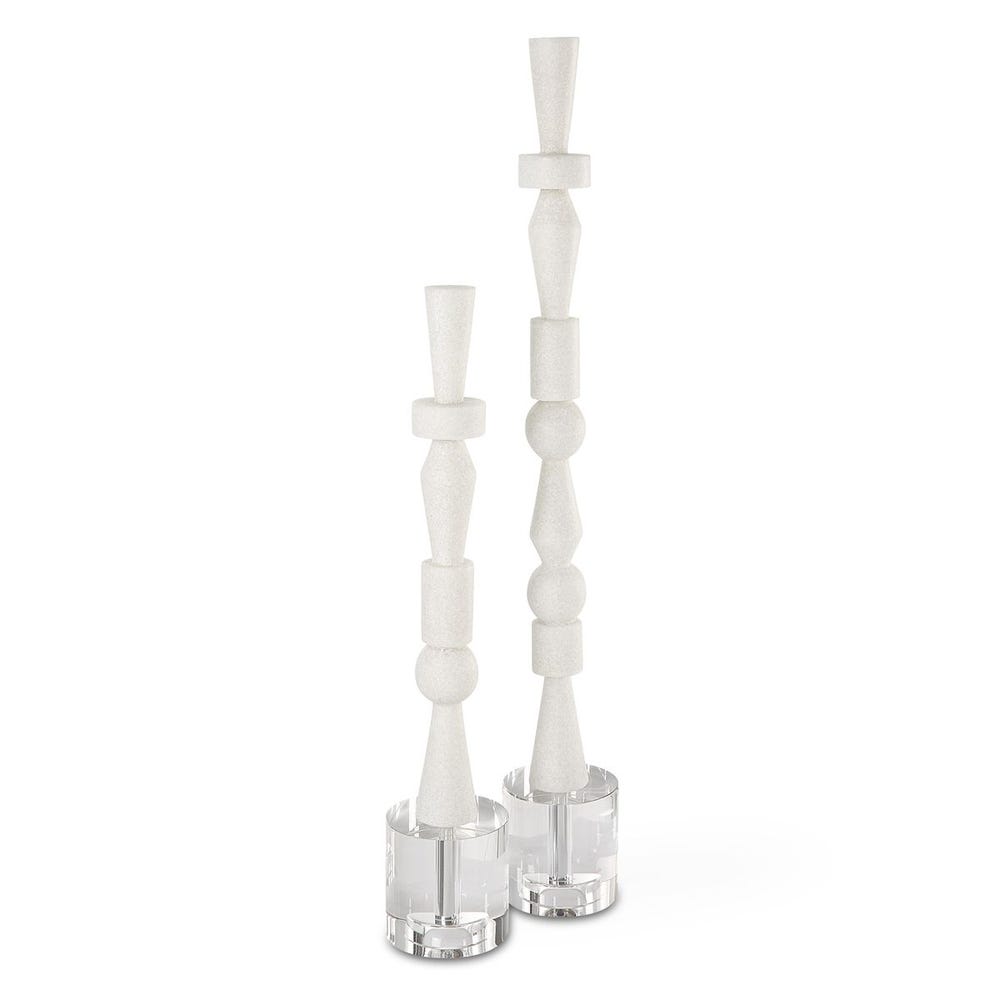 Tall Ivory Geometric Sculpture