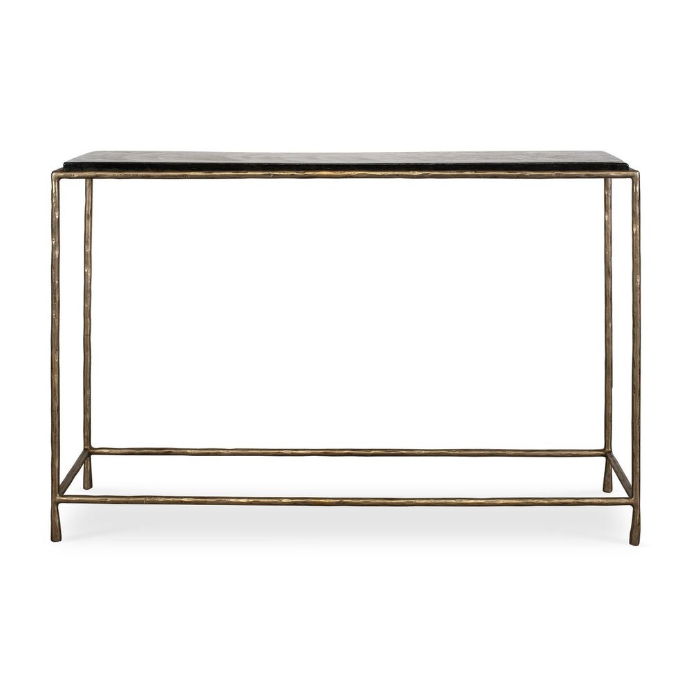 Glass & Hammered Brass Console Table