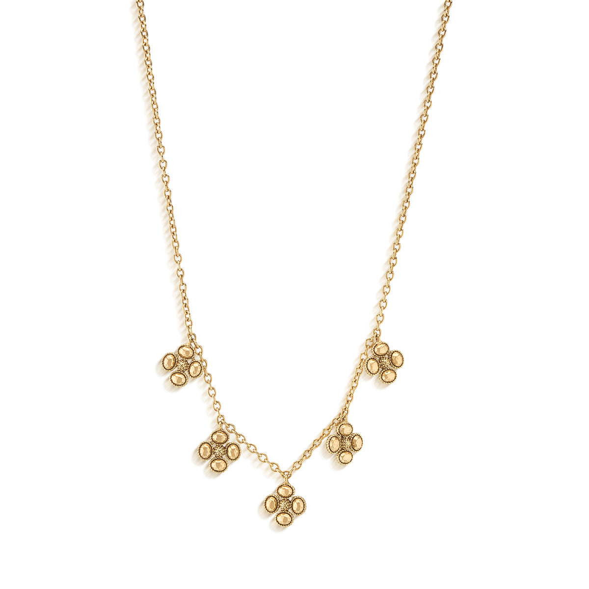 Gold Berry Clover Multi Station Necklace