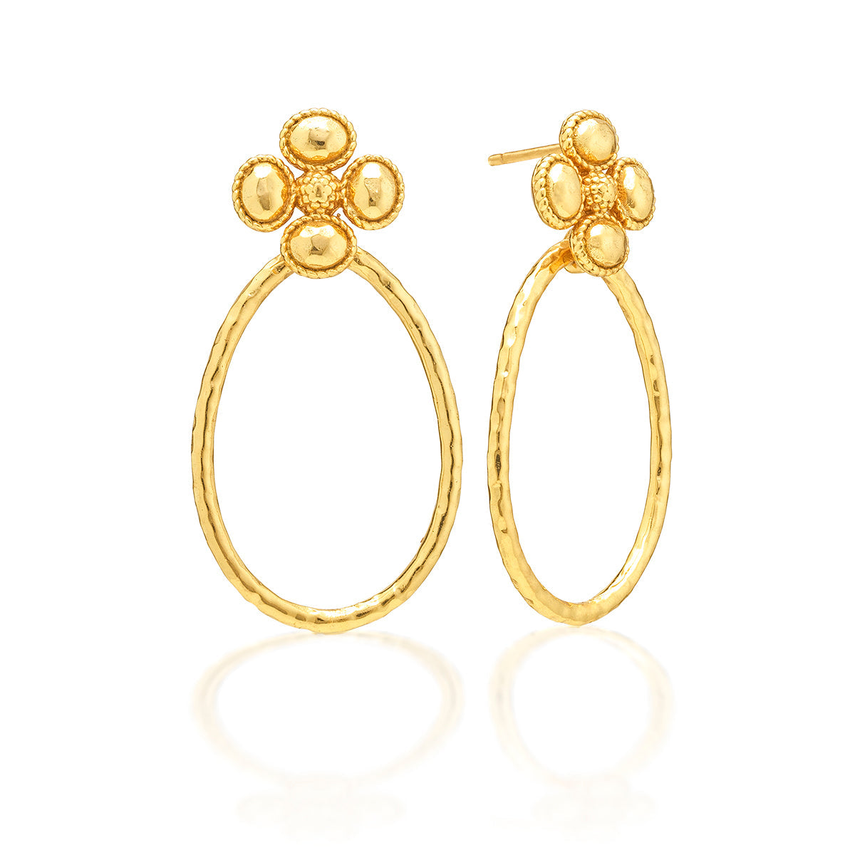 Gold Clover Teardrop Earrings