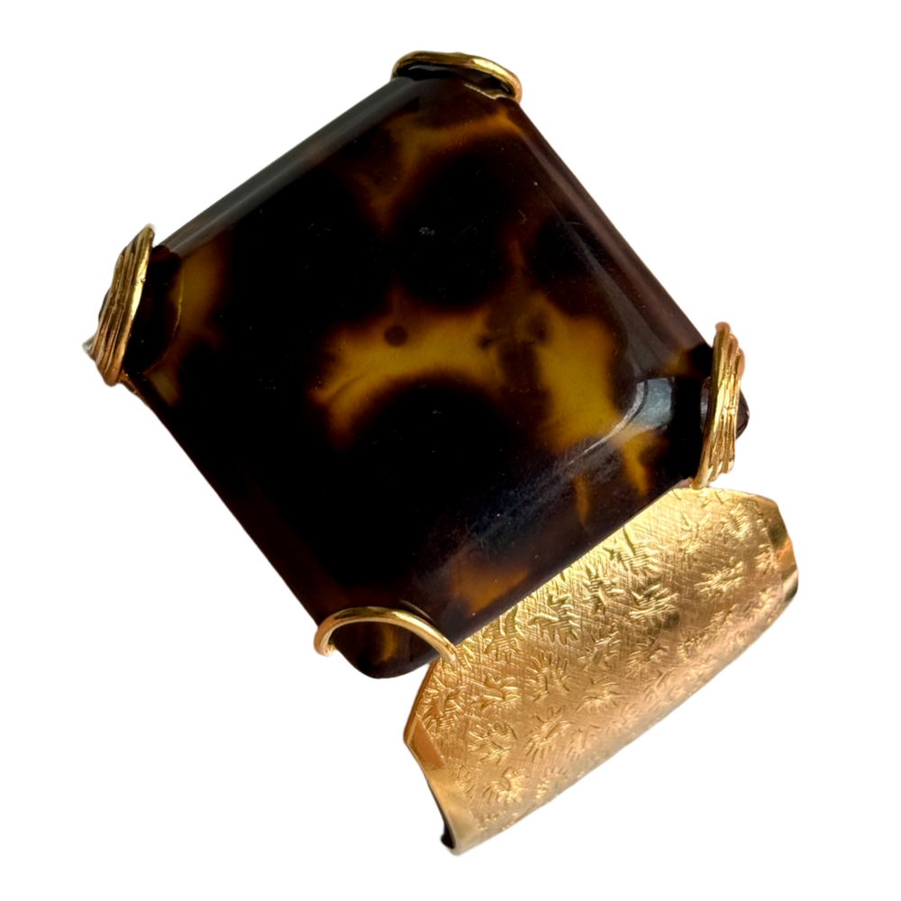 Gold Cuff with Tortoiseshell Accent