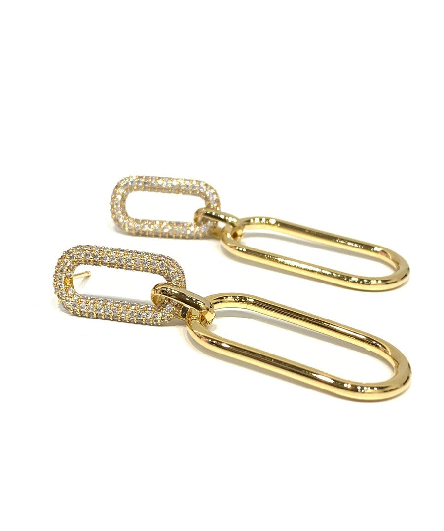 Gold Dahlia Triple Link Earrings