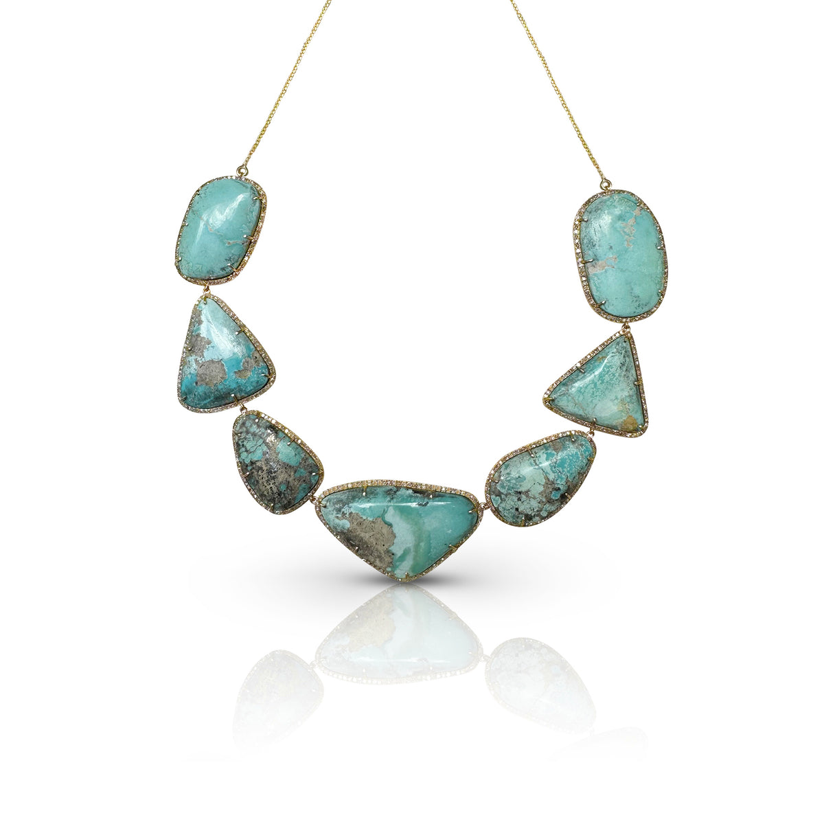 14K Gold & Diamond Turquoise Necklace