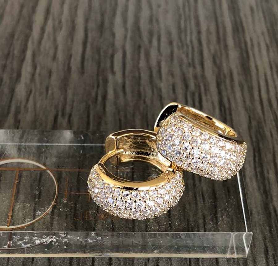 Gold Finish 5-Row Pave Huggies
