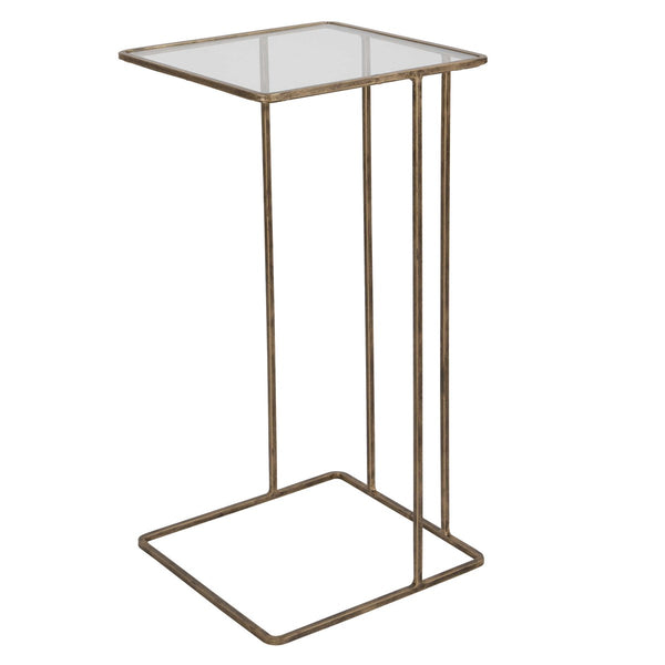 Gold & Glass Square Accent Table
