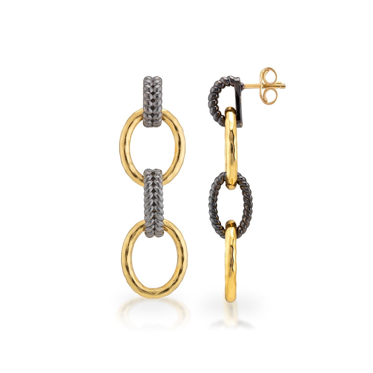 Gold & Midnight Double Link Earrings