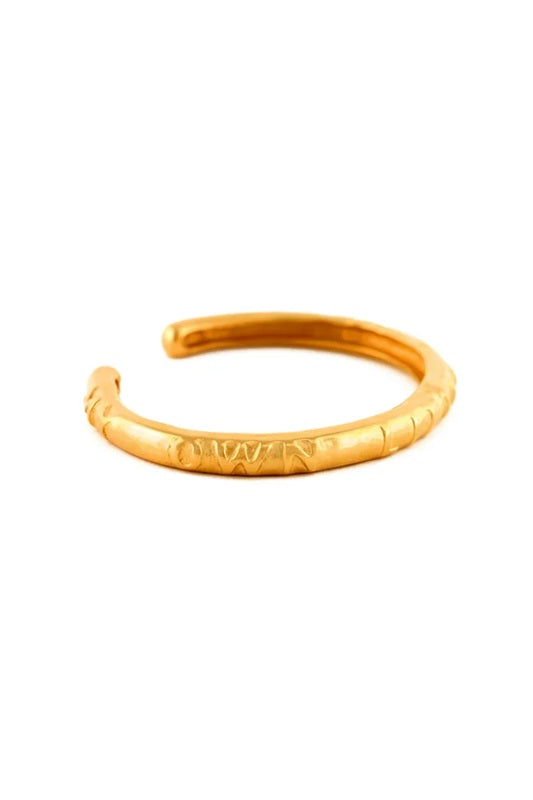 Gold MOLW Script Cuff Bracelet