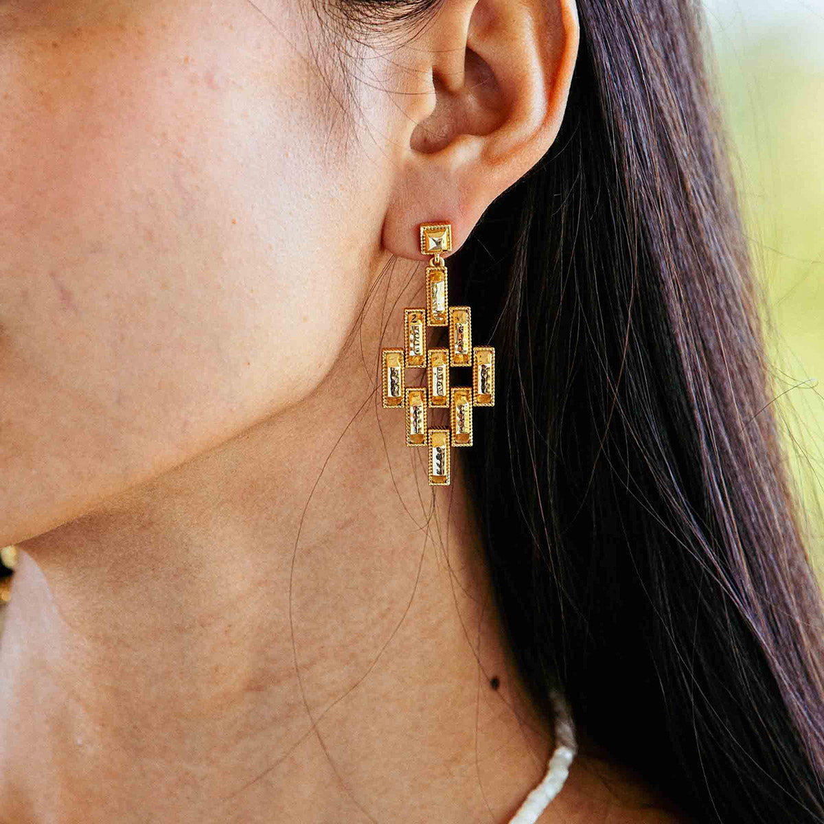 Gold Pathway Drop Earrings