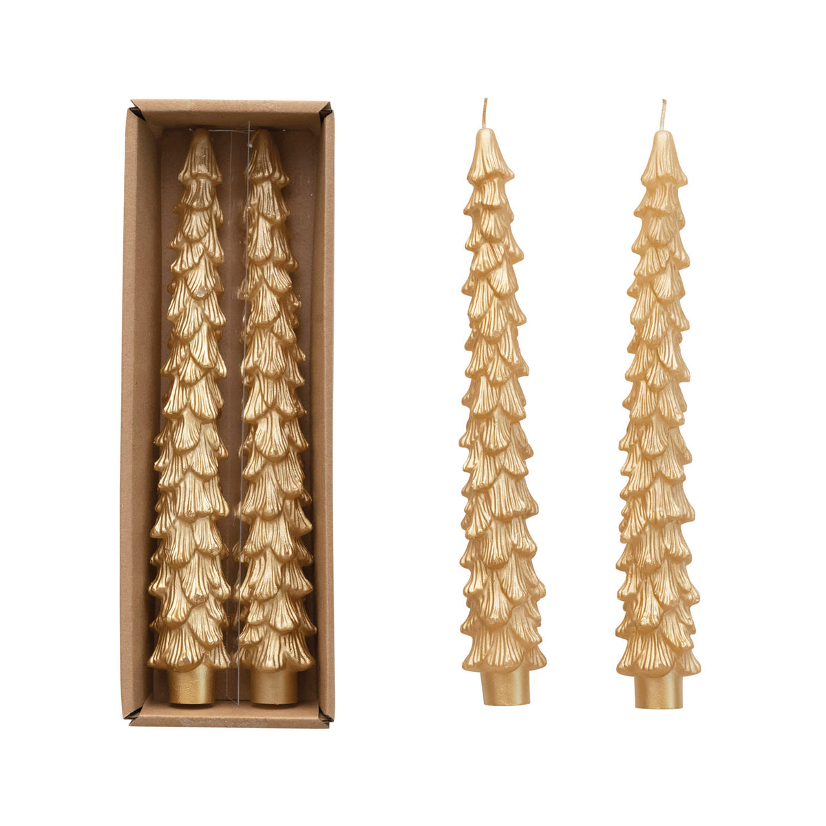 S/2 Tall Gold Tree Taper Candles