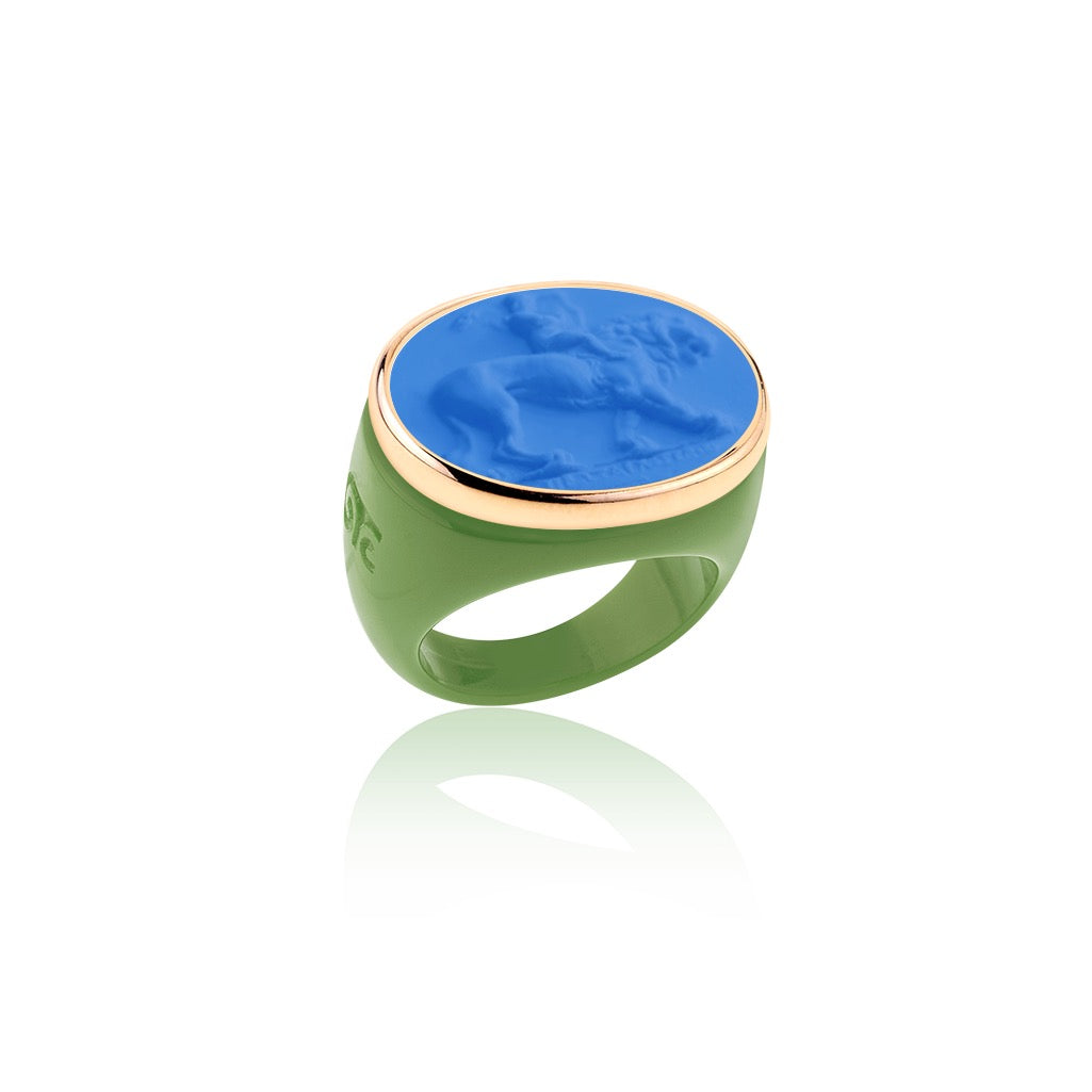 LG Green & Blue Cupid & Lion Ring