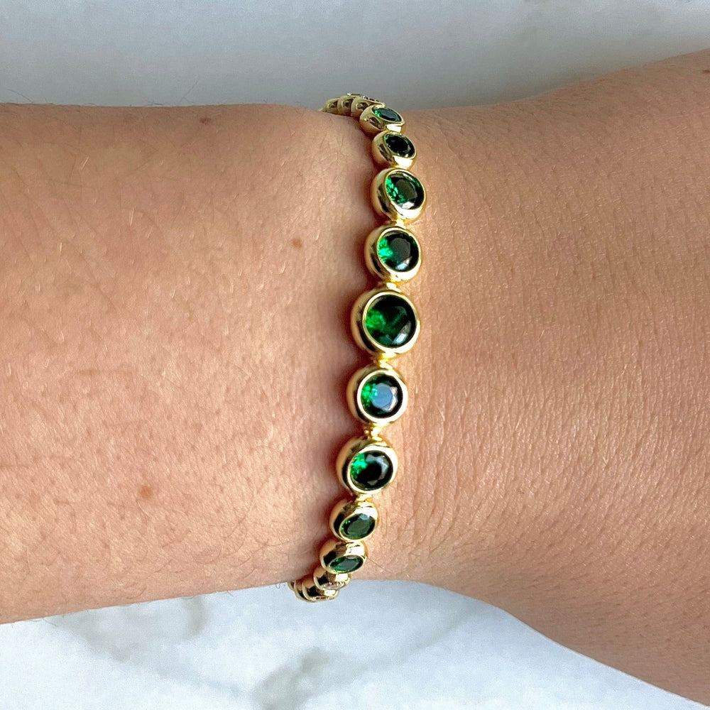 Green & Clear Crystal Tennis Bracelet