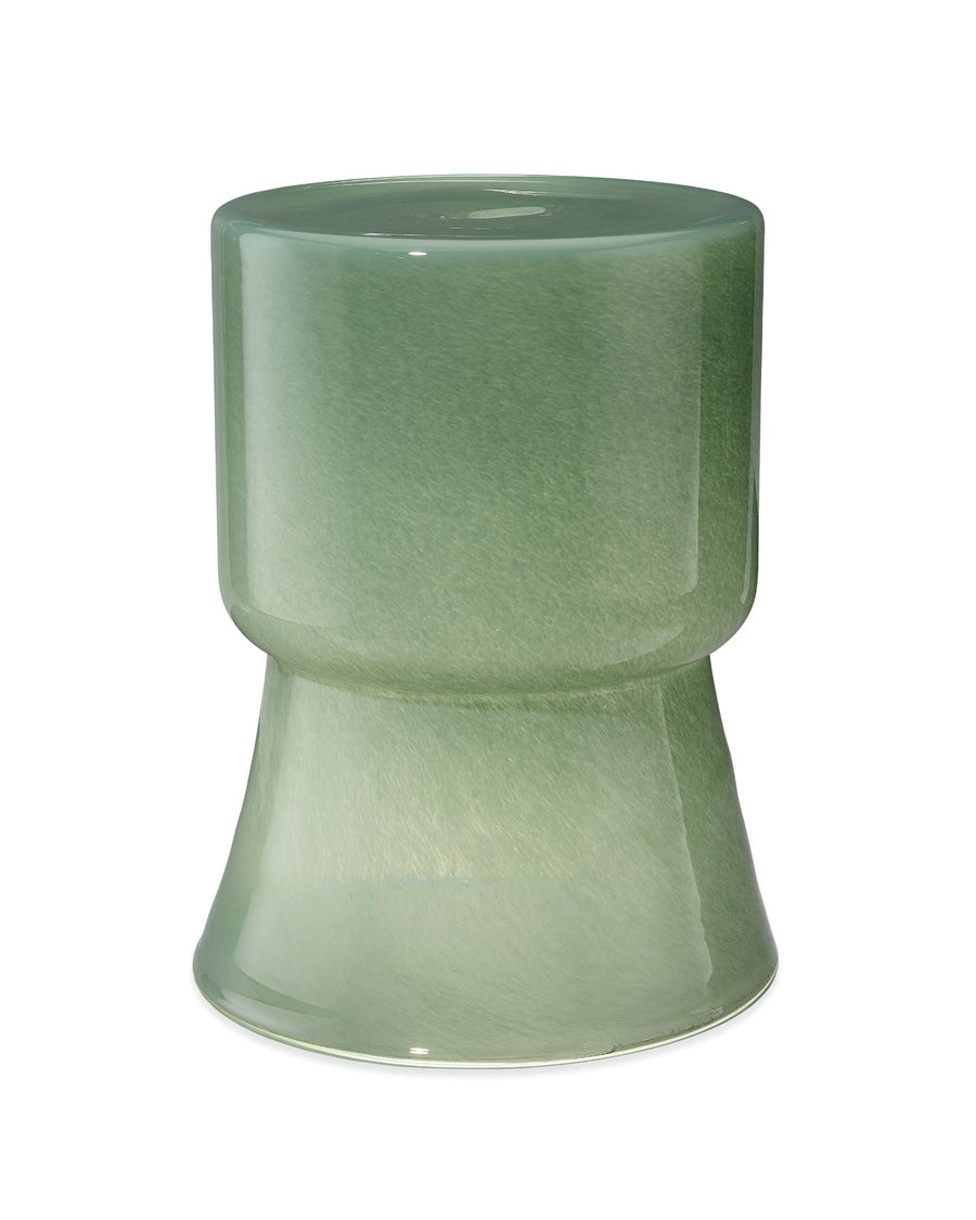 Green Glass Garden Stool