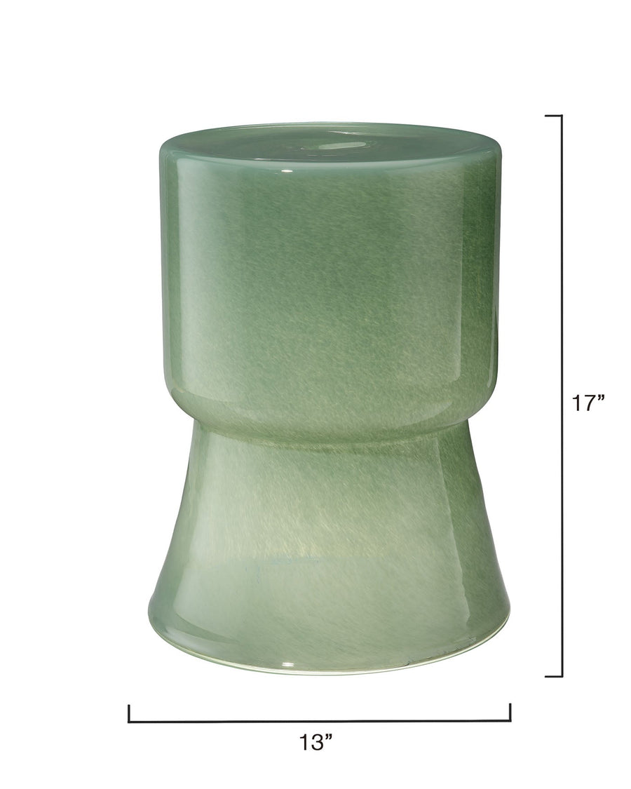 Green Glass Garden Stool