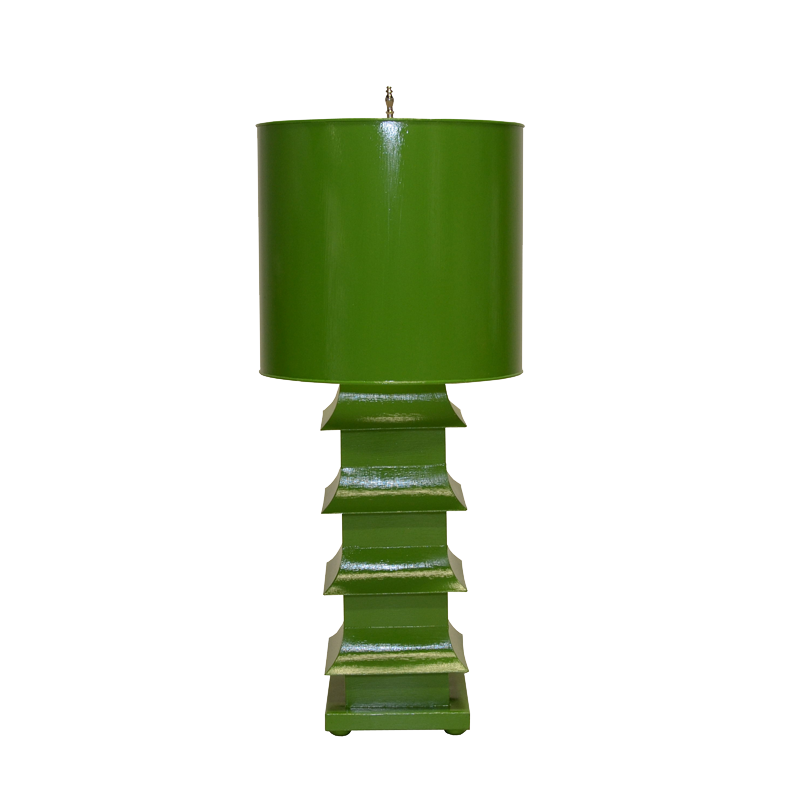 Green Tole Pagoda Lamp