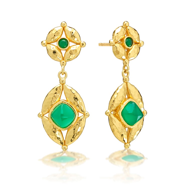 Green Onyx Mystic Eye Drop Earrings