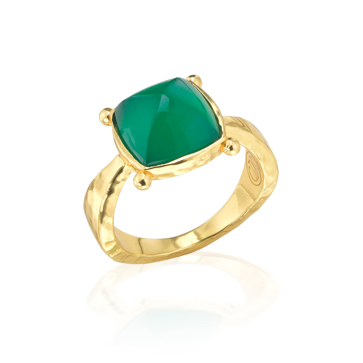 Size 8 Green Onyx & Gold Ring