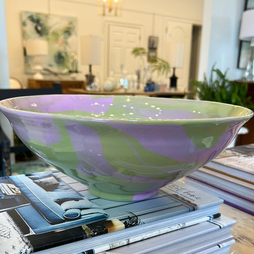 Purple & Green Ceramic Bowl