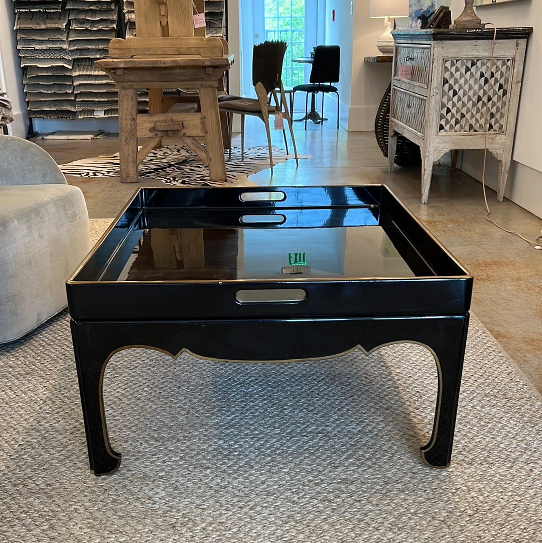 Black Lacquer Coffee Table 1980s