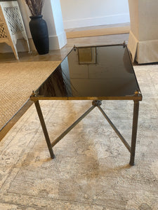 Brass Coffee Table with Black Glass