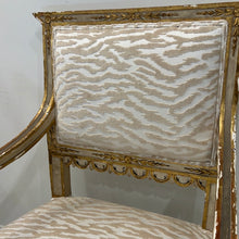 Load image into Gallery viewer, Italian Painted Gilded Armchair LXVI - late 1800s in original state, new seat and back with performance Thibaut fabric Taboda Velvet/Beige