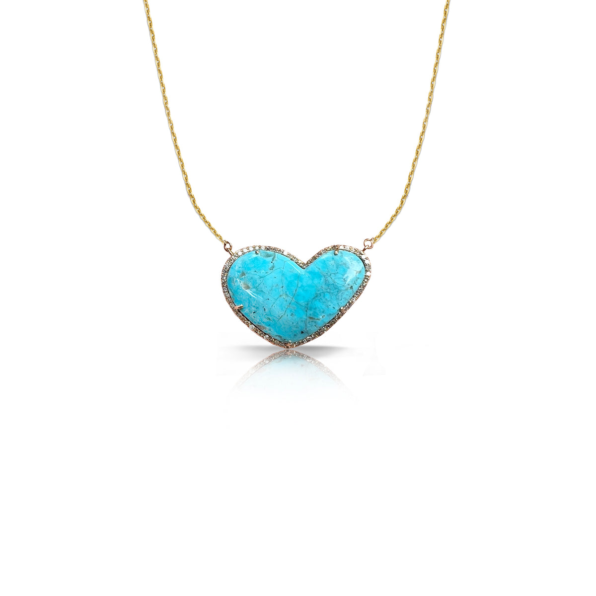 14K Turquoise Irregular Heart Necklace