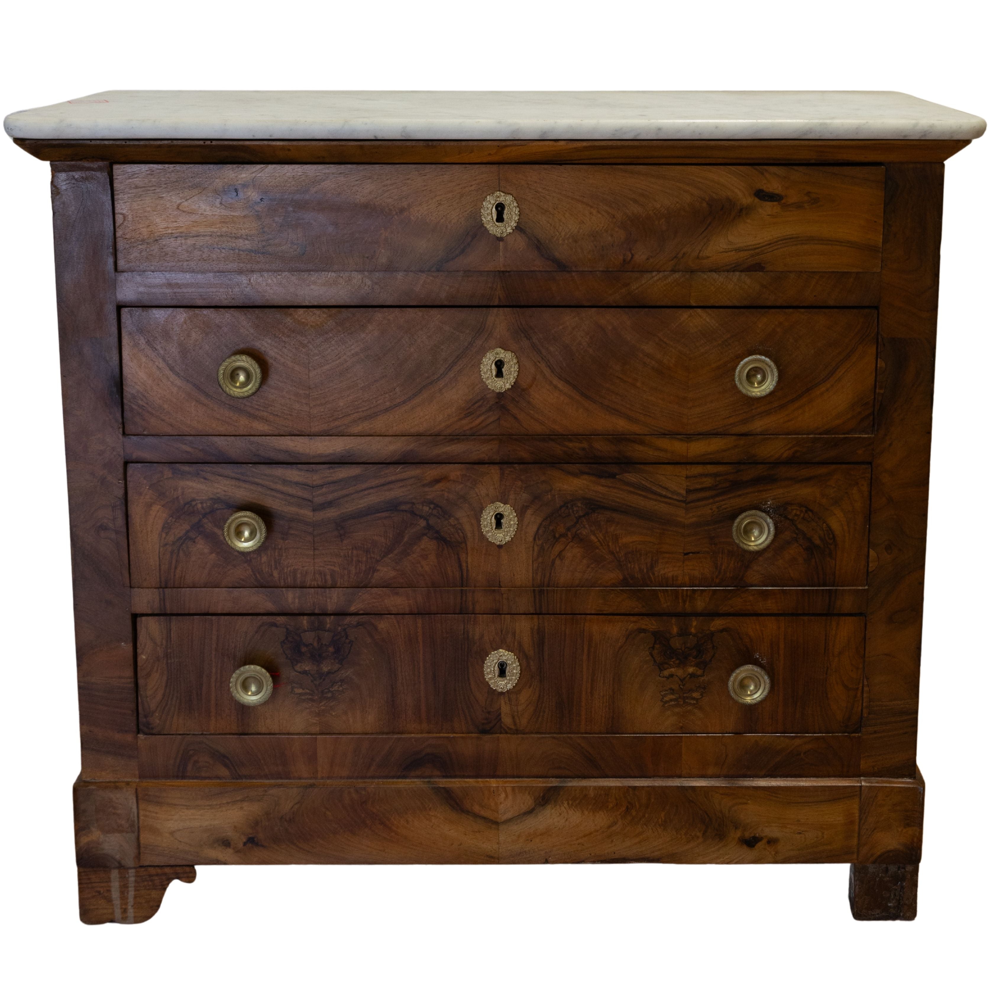 LP Commode with Waxed Finish & White Marble
