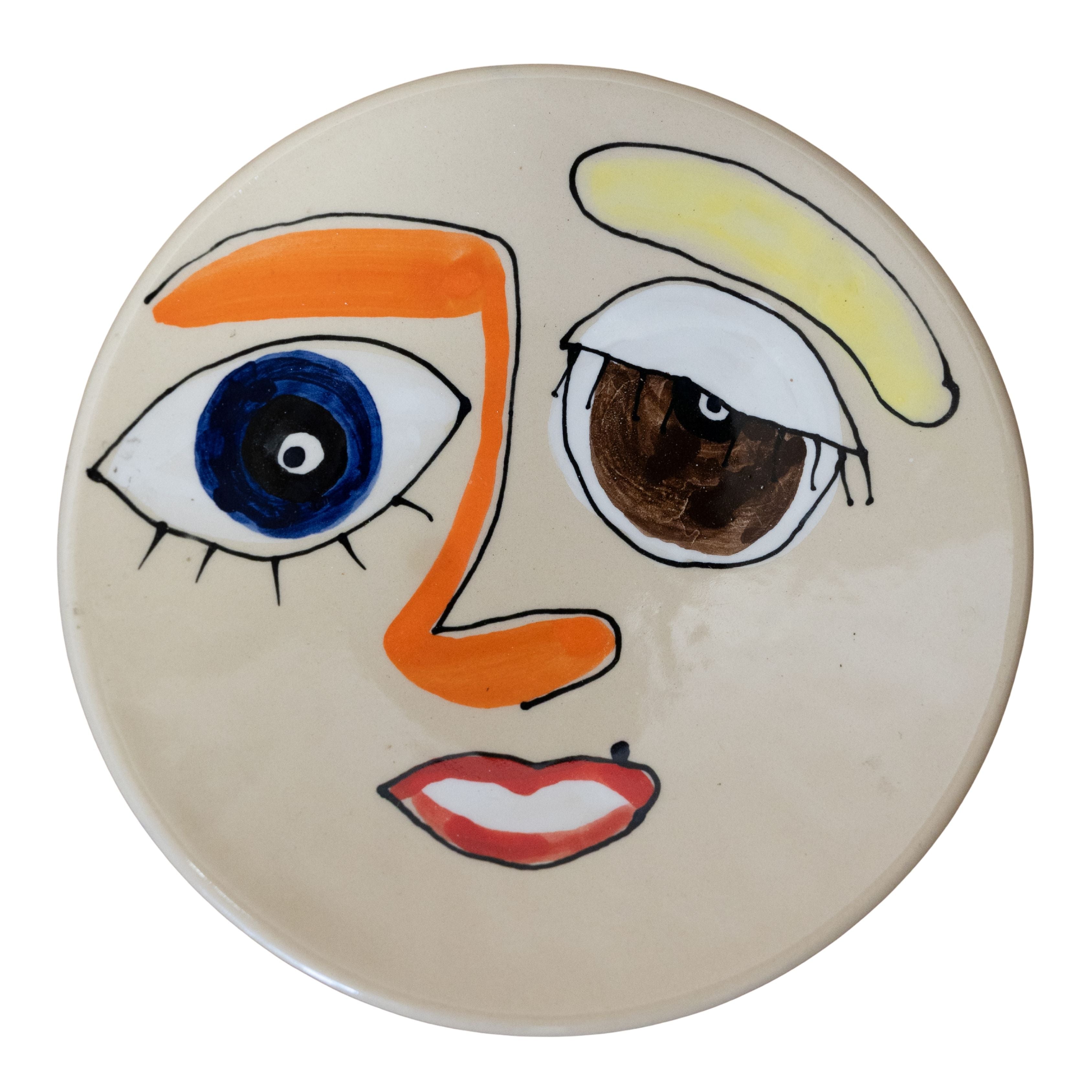 Vintage Hand-Painted Face Plate from France