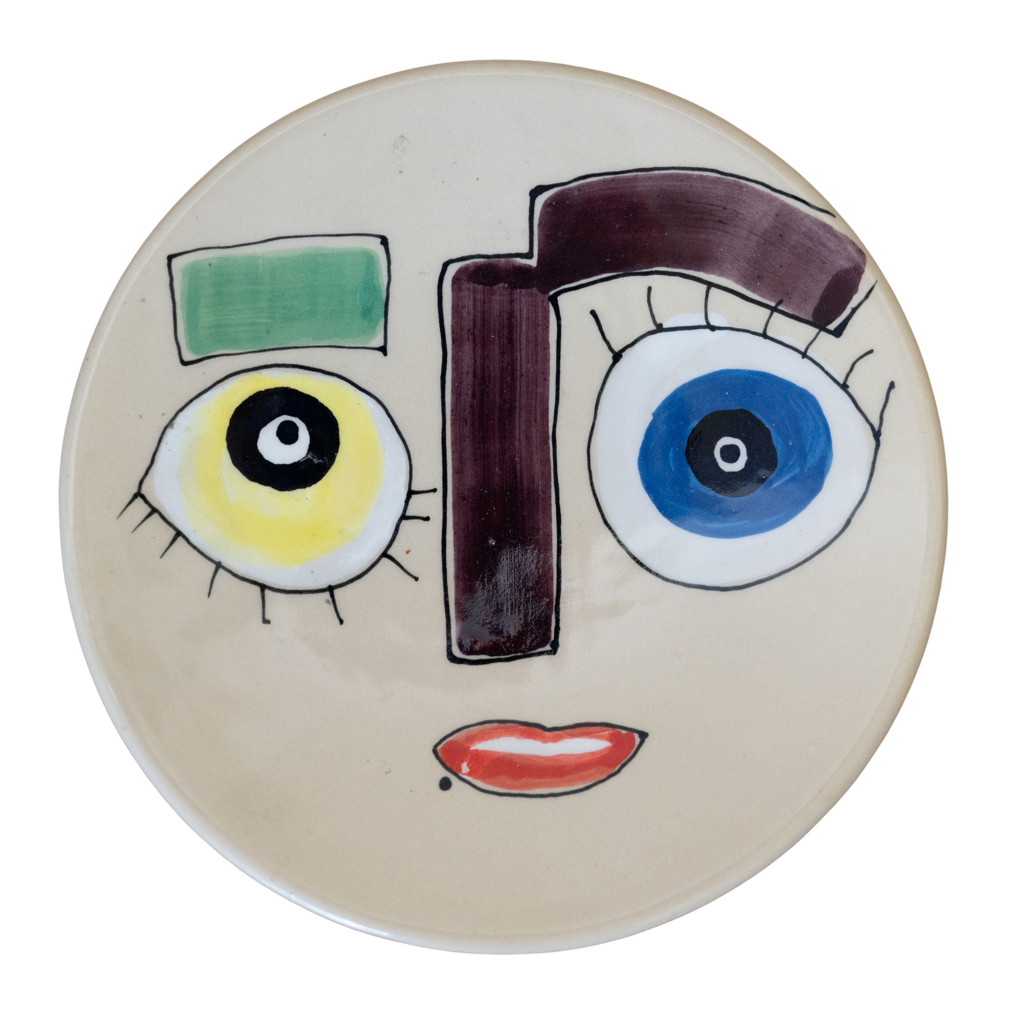 Vintage Hand-Painted Face Plate from France