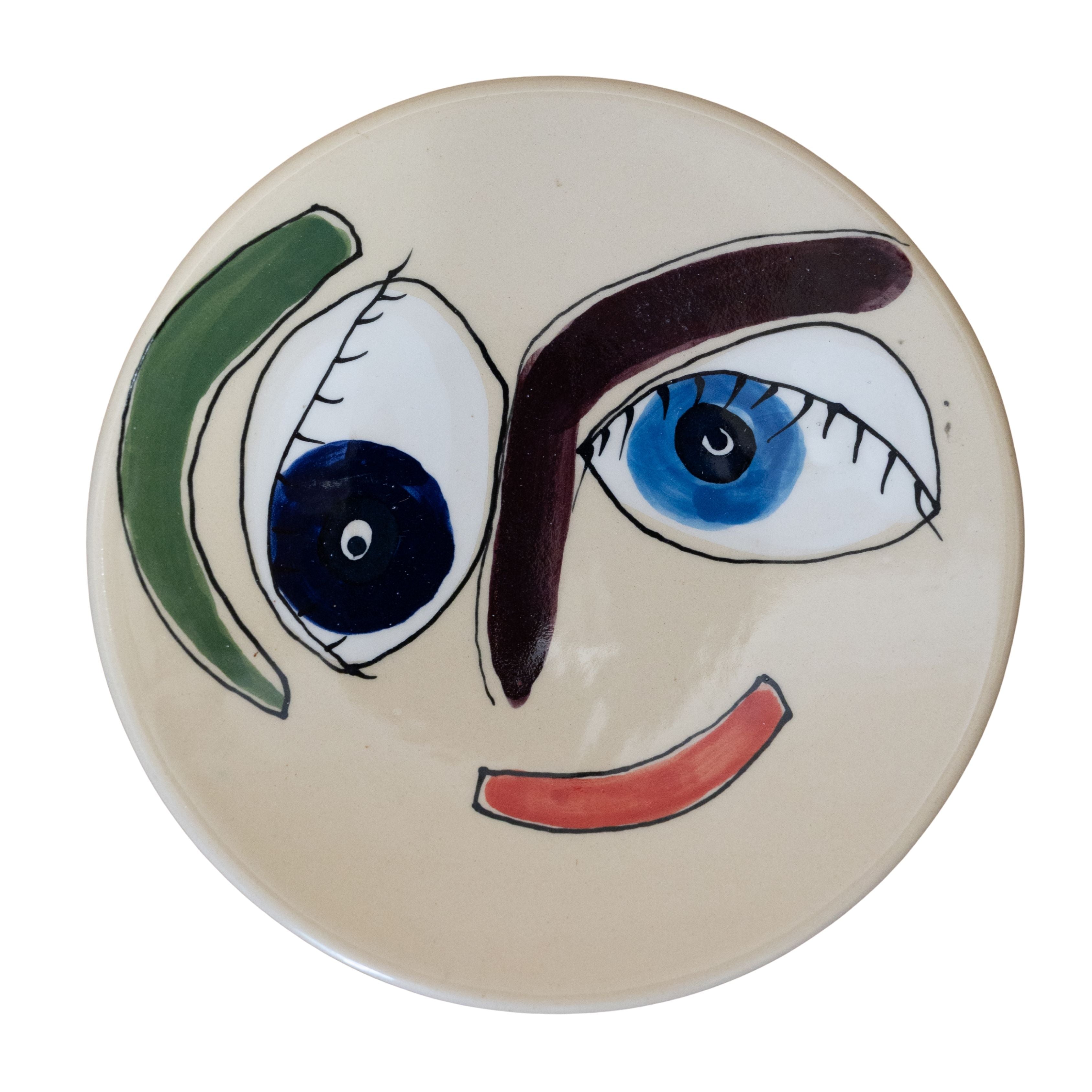 Vintage Hand-Painted Face Plate from France
