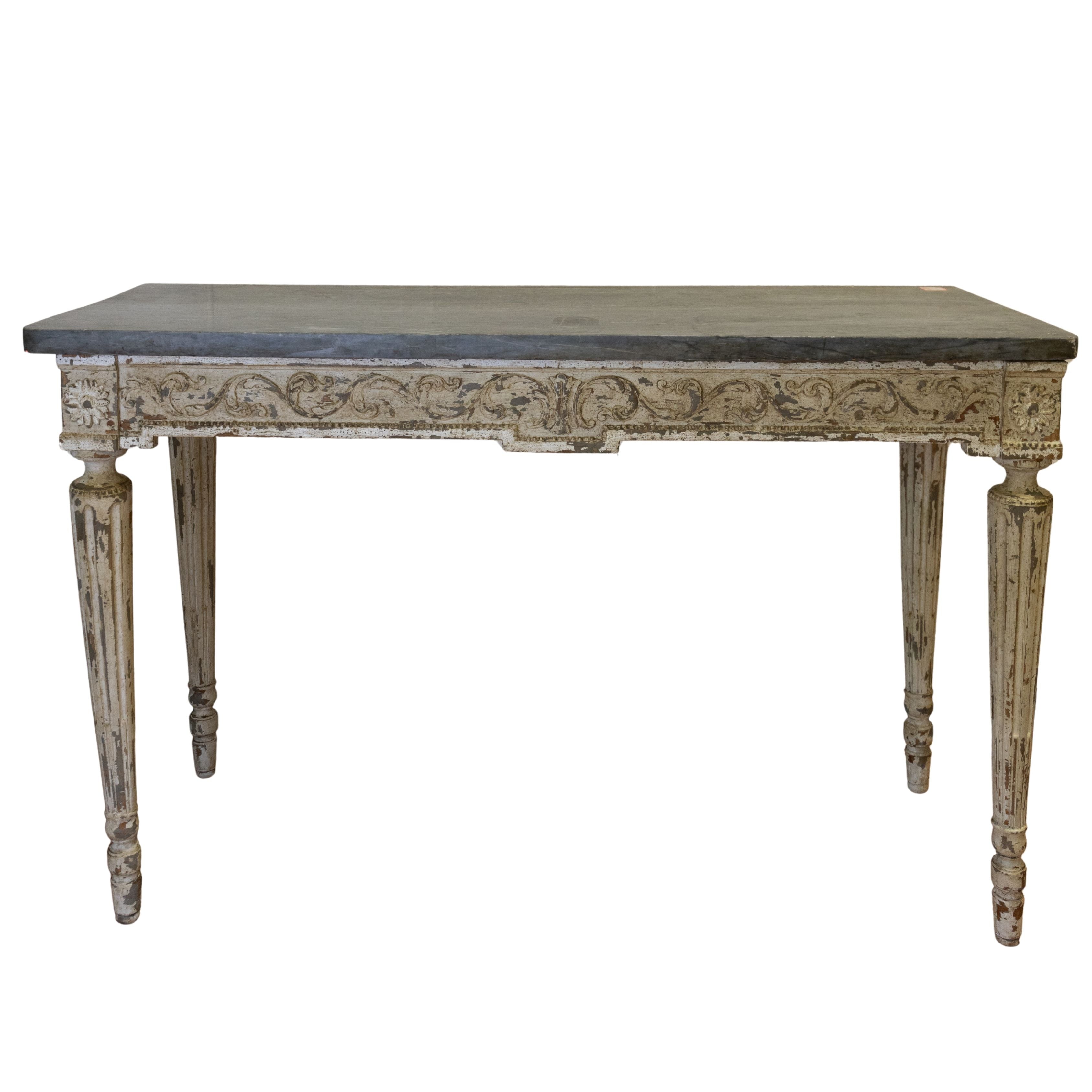 Louis XVI-style Marble-Topped Painted Console
