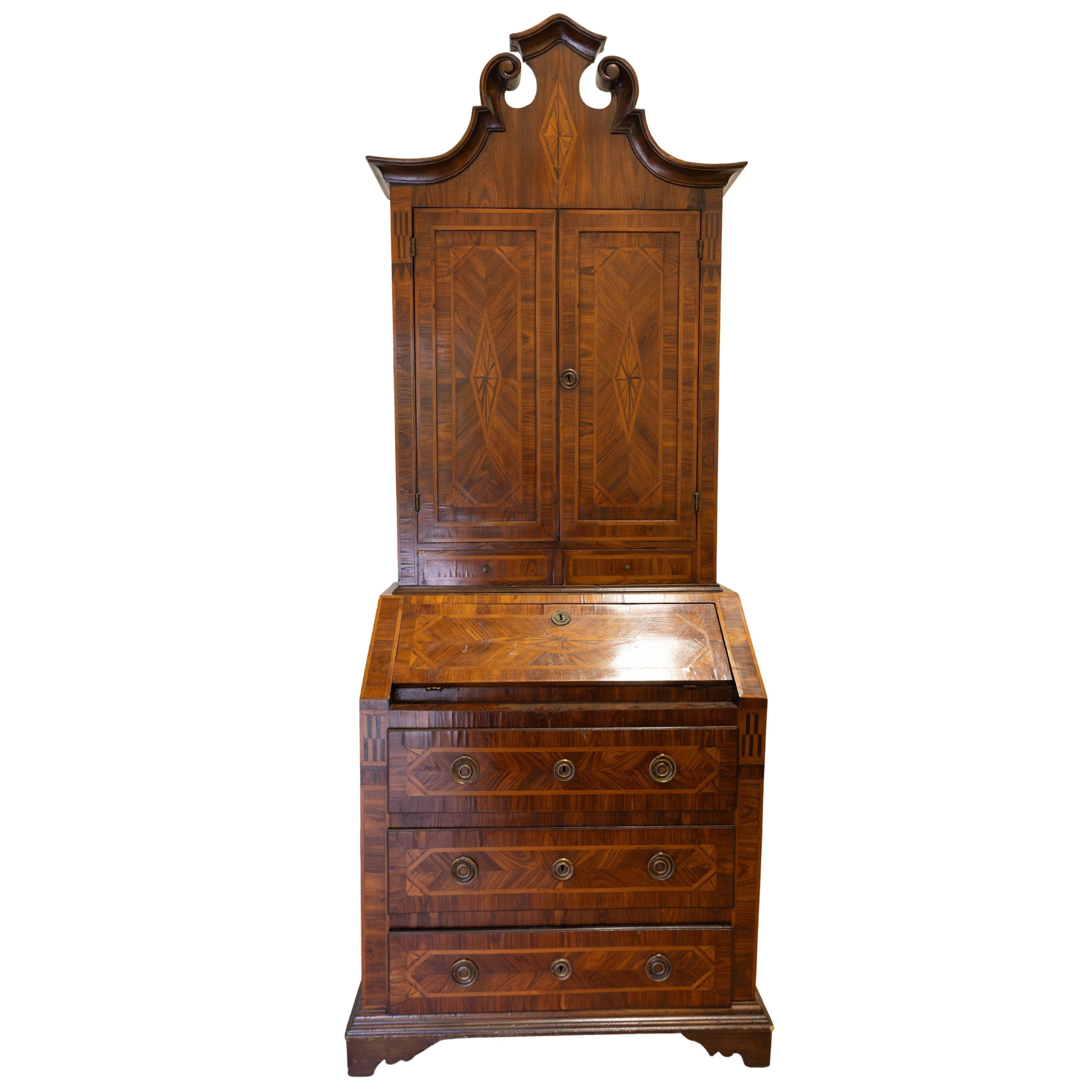 Burled Walnut Venetian Secretary 1880s