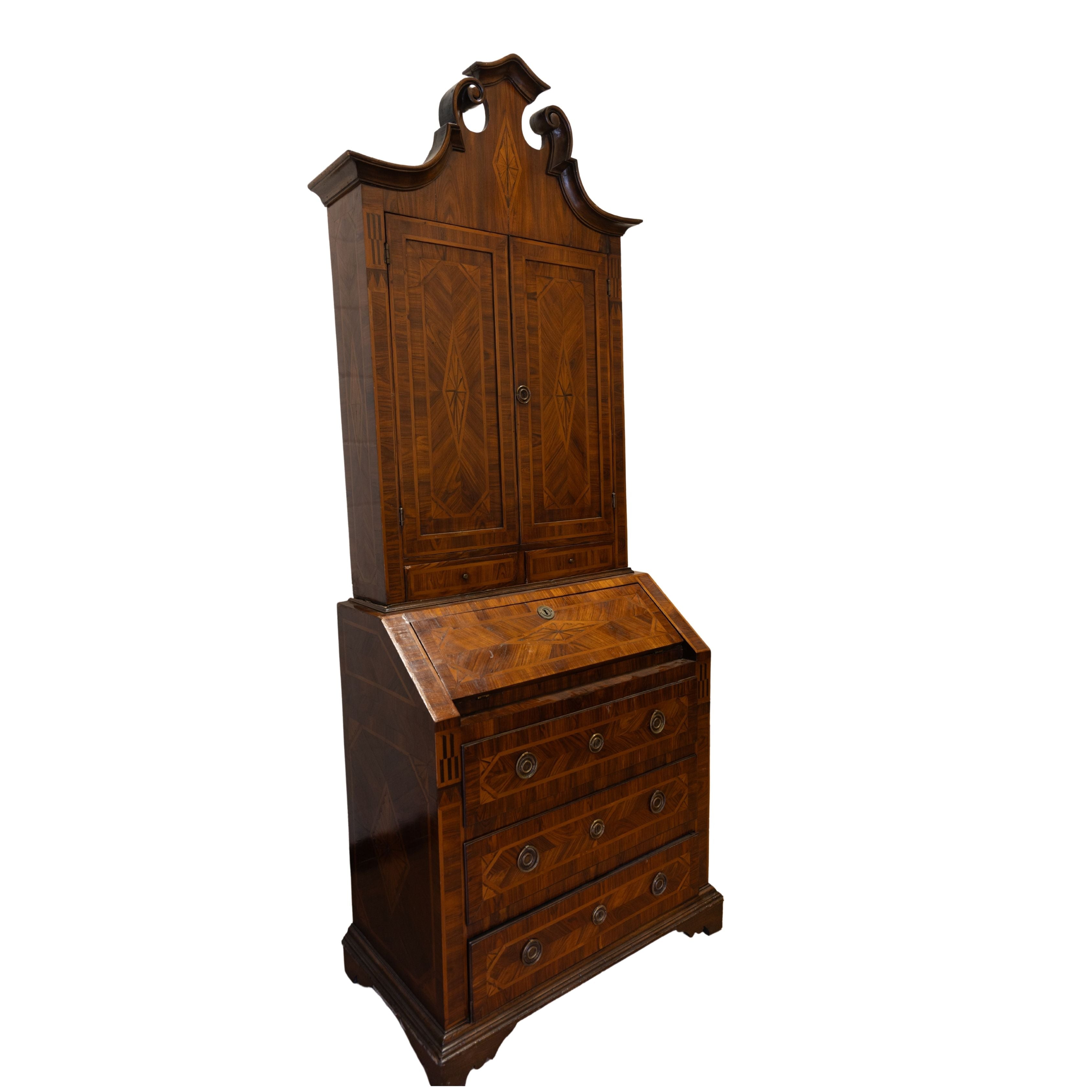 Burled Walnut Venetian Secretary 1880s