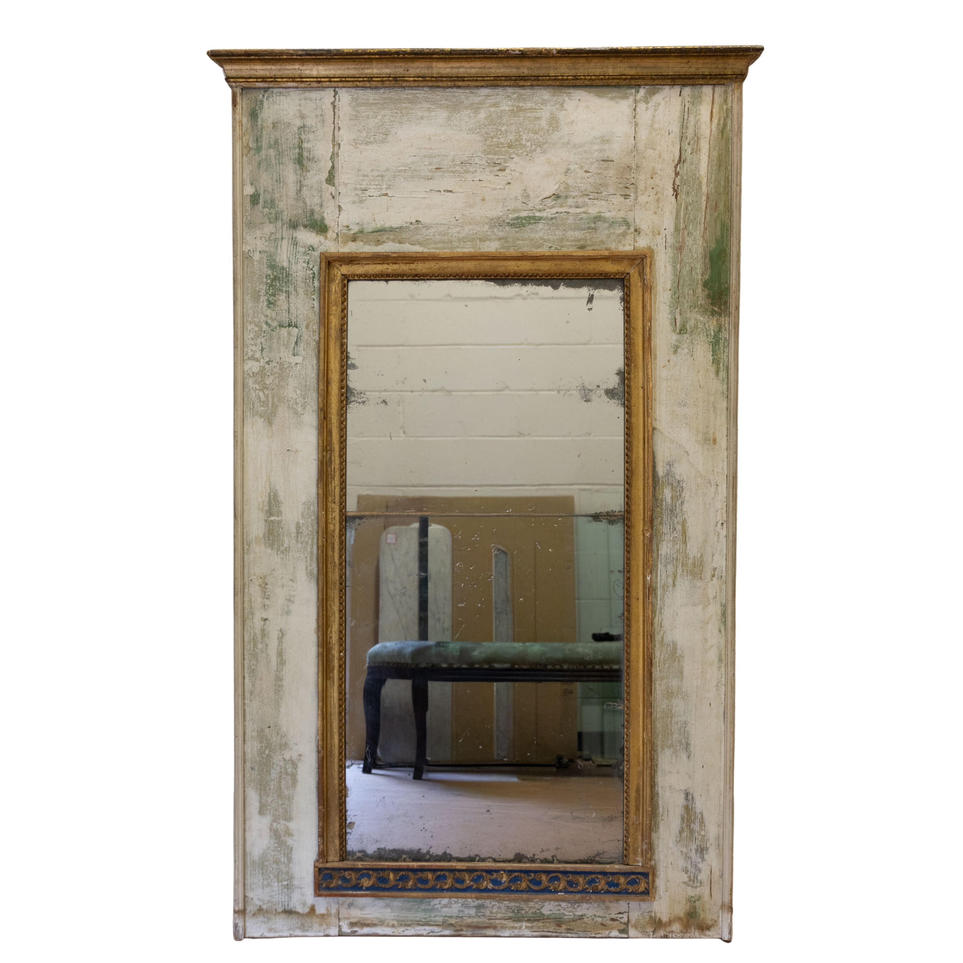 18th C Trumeau - Whitewashed with Green Undertones