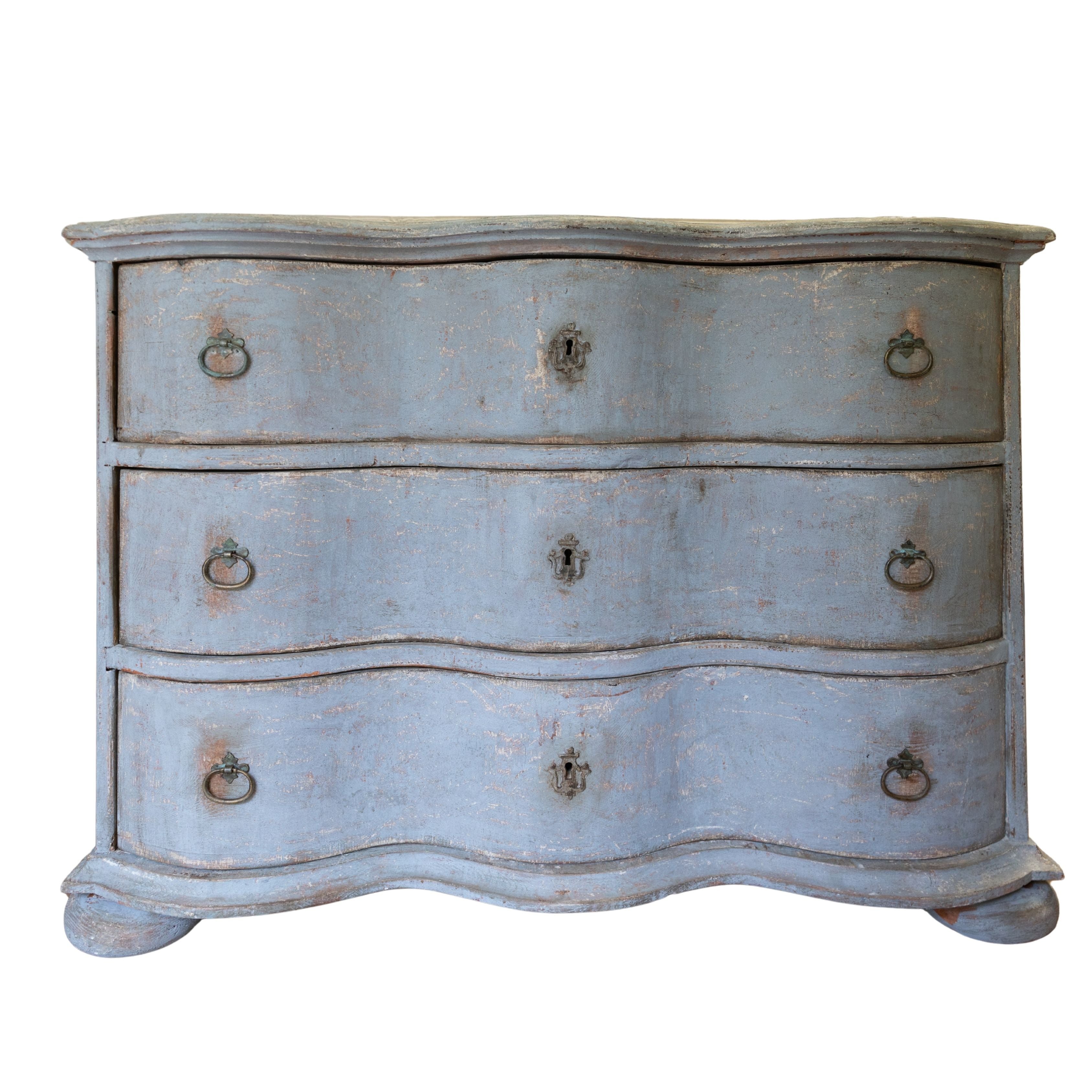 Curved Blue Painted Chest