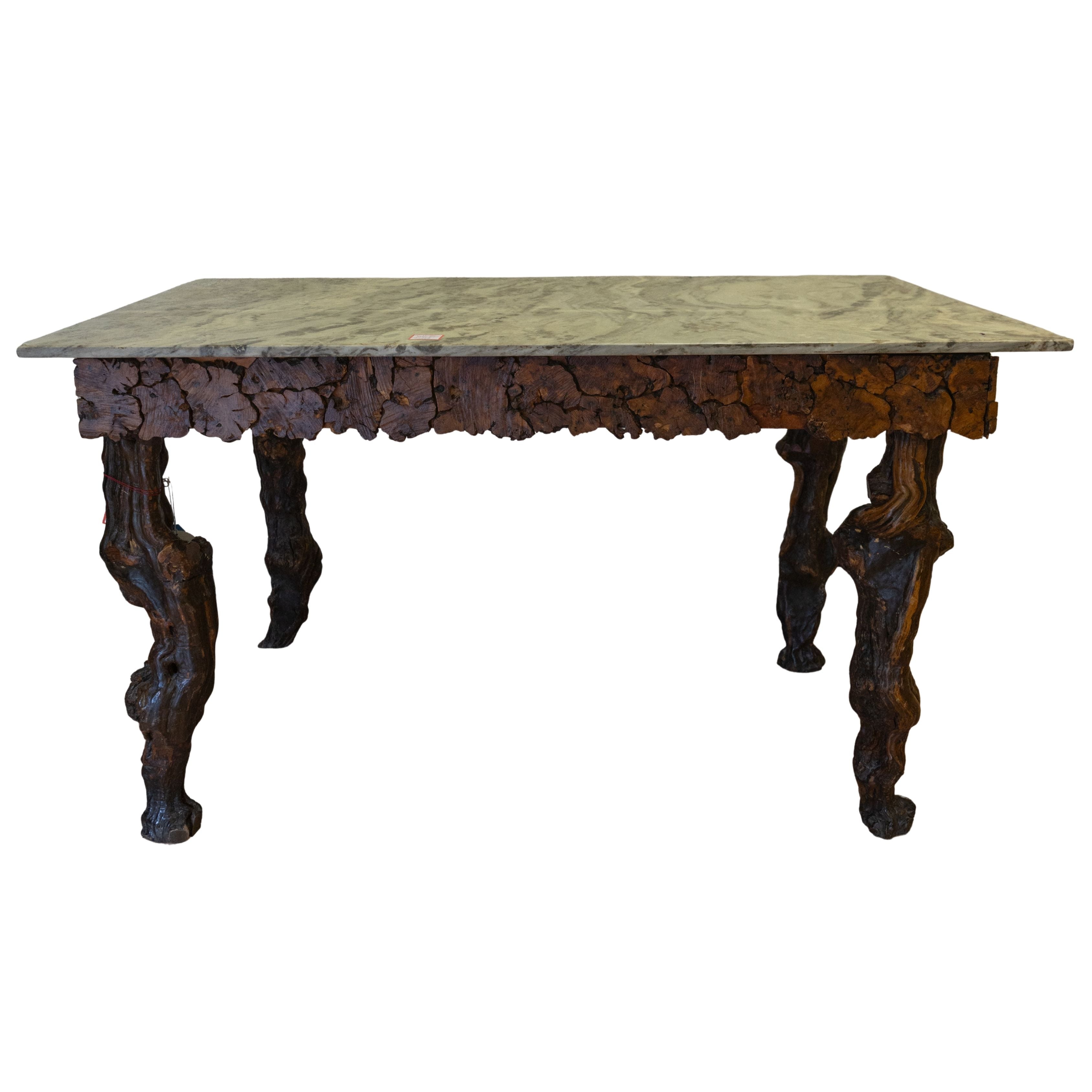 19th C Table with Vine Legs & Marble Top