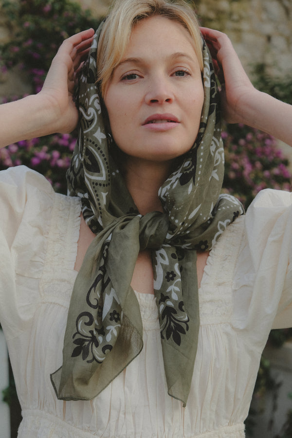 Khaki Cotton Bandana Scarf