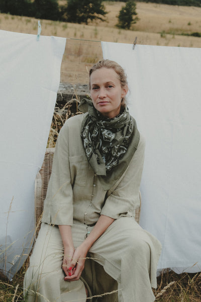 Khaki Cotton Bandana Scarf