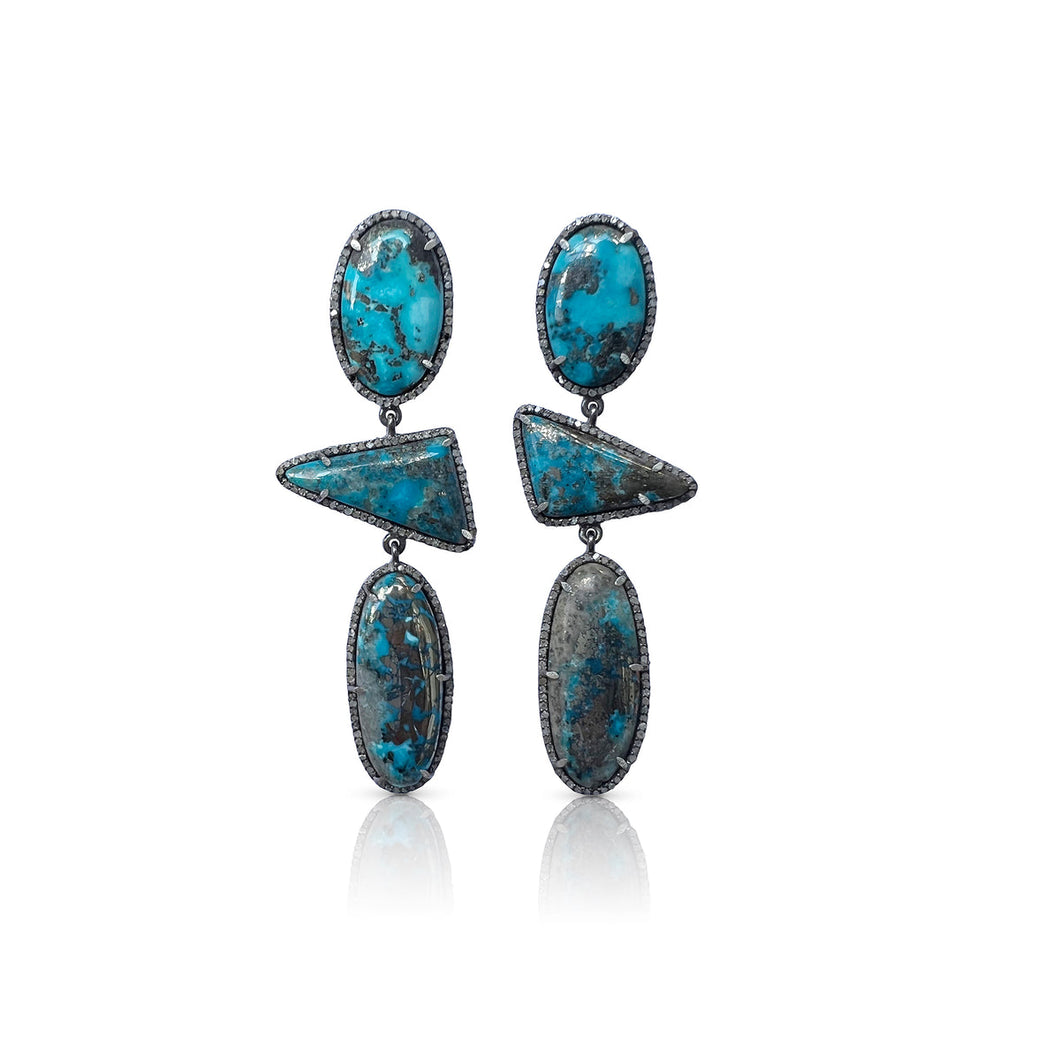 Kingman Turquoise Triple Drop Earrings