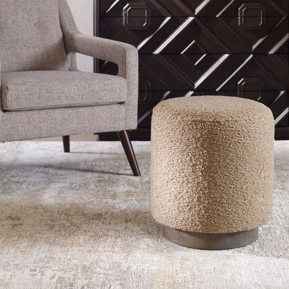 Latte Faux Shearling Ottoman