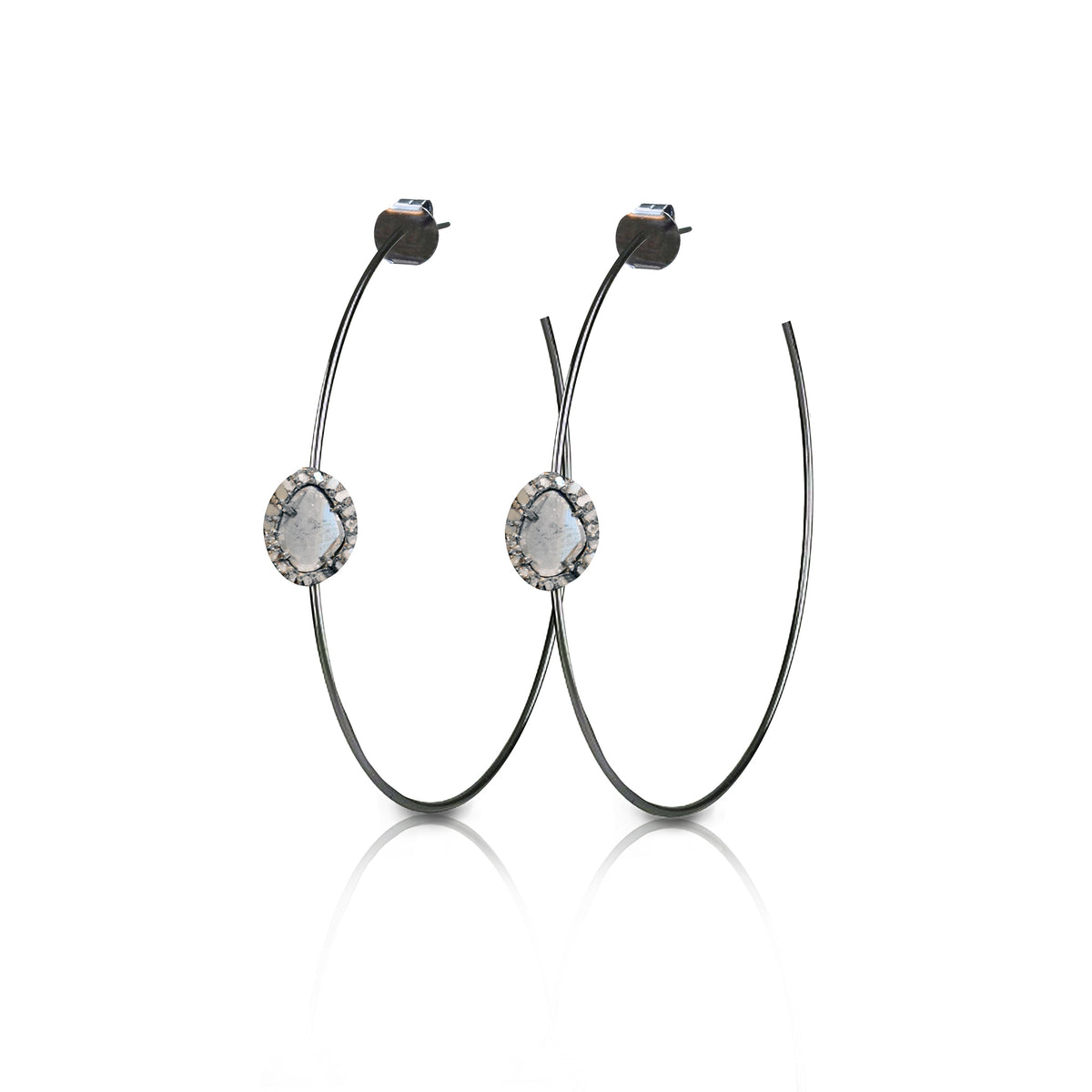 Large Sliced Diamond Hoop Earrings