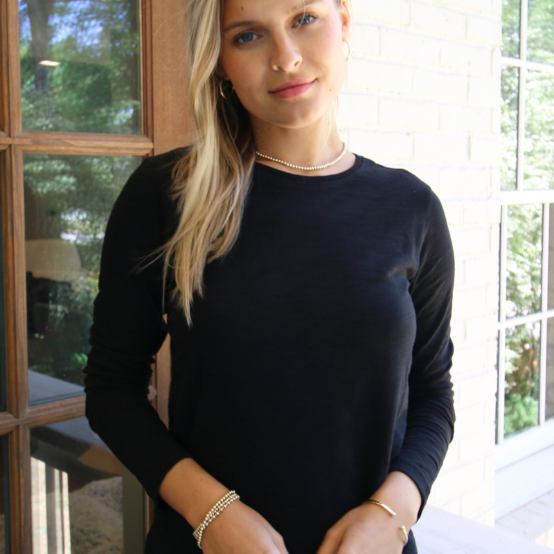 Black Long Sleeve Jeans Crew